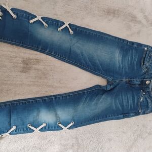 Jessica Simpson Blue Lace-Up Kids Jeans
